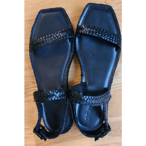 St. Agni Lori Woven leather Sandals Resortwear Coastal US 8 Black Scandi Girl - Picture 2 of 12